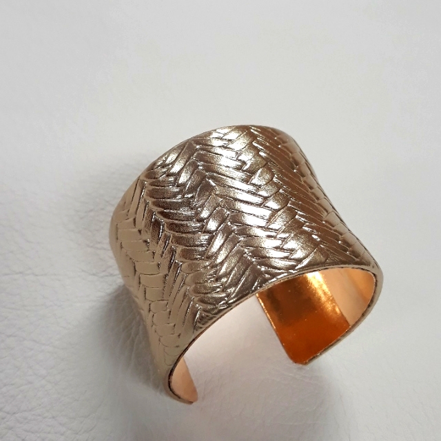 Stylish Cuff Bracelet/ Metallic Gold Faux Leather Detail/ Statement Bracelet